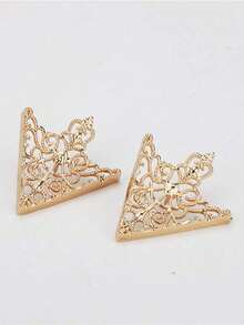 2pcs Vintage Men's Suit Shirt Accessories, Hollow Out Floral Pattern Triangle Collar Clip And Pin Set, Classic Retro Style Collar Stay Brooch For Formal Business Wear, Wedding, Banquet, Party And Daily Outfits, Sturdy Durable Shirt Collar Fixing Decor, Elegant Gentleman Style Jewelry Perfect For Fathers, Husbands, Boyfriends, Colleagues And Male Friends, Ideal Gift For Birthdays, Anniversaries, Graduation And Business Occasions - 黃金 - 查看 4