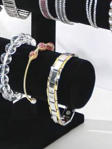 1 pieza Soporte de exhibición de joyería de terciopelo, elegante caja de almacenamiento de joyería, estante de exhibición en forma de T, soporte para relojes y pulseras, soporte para collares y aretes, solución de almacenamiento de moda, organizador de escritorio, para exhibición y almacenamiento - Estante de accesorios con estilo, adecuado para almacenamiento de mujeres, artículos esenciales de viaje, regreso a la escuela - Multicolor - Ver 5