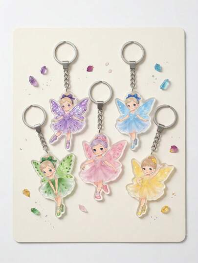 1 pieza Lindo colgante de llavero de elfo de acrílico, adecuado para decorar bolsos, mochilas, estuches de lápices, una pieza de arte portátil, organizador de llaves para evitar pérdidas, regalo ideal para volver a la escuela, adorno colgante para el espejo retrovisor del coche
