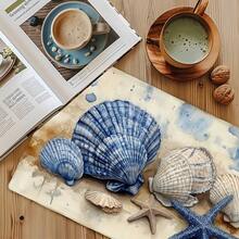 Fresh Ocean Shell Rectangular Placemats, Healing And Romantic With A Coastal Vacation Vibe, Are Available In 1PC, 2Pcs, 4Pcs, 6Pcs, 8Pcs And 300Pcs Packs, Measuring 18*11.81 Inches (45*30 Cm). Made Of 100% Polyester Fabric, They Are Machine-Washable, Hand-Washable Or Dry-Cleanable. - Multicolor - View 3