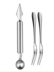 Stainless Steel Double-Headed Melon Baller Fruit Scoop Carving Knife For Commercial Kitchen And Home Use - Multicolor - View 5