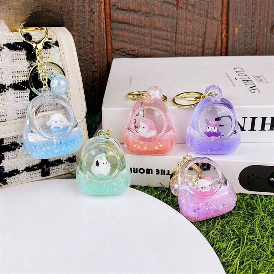 Móc khóa hình chó tai to bằng cát chảy Creative Oil, móc treo túi xách tinh tế và dễ thương, vật trang trí treo. - ngẫu nhiên - Xem 1