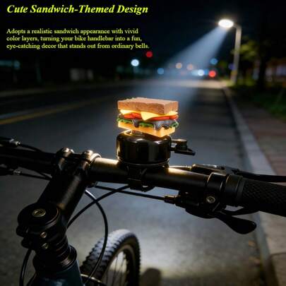 3 Stück/Set witzige Fahrradklingel - Hamburger, Eiscreme und Sandwich geformte Klingeln, gemischte Farben, robustes modernes Design Fahrrad & Skateboard Sicherheits-Clip-On Zubehör, tolles Geschenk für die Familie