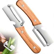 2PCS Multi Functional Premium Vegetable Peeler With Wooden Handle And Bottle Opener,Stainless Steel Blade Kitchen Fruit Potato Pumpkin Papaya Carrot - 1 - View 11