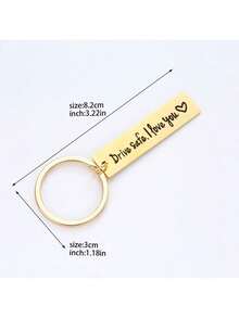 1pc/2pcs Drive I Love You Men's Creative Keychain Engraved Keyring, Gift For Husband Boyfriend - Gold - View 2