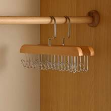 Multi-Functional Clothes Hanger, Solid Wood Clothes Rack, Wooden Underwear Hanger, Elastic Belt, Bag, Household Bedroom Wardrobe - Multicolor - View 9