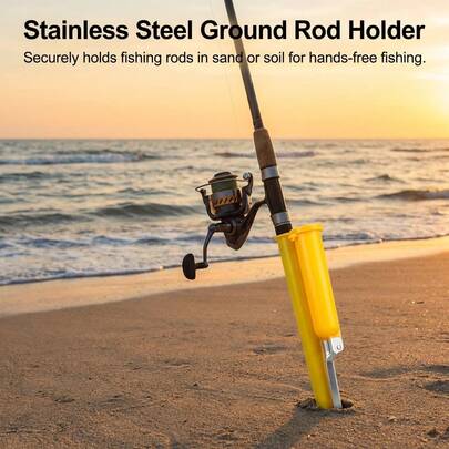 1PC Stainless Steel Fishing Rods Holder Heavy Duty Ground Spike Tube For Sea Fishing