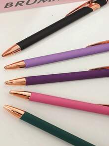 1 pièce Stylo à bille de luxe personnalisé avec texte/logo, toucher doux, or rose, caoutchouc premium, corps en alliage d'aluminium, parfait comme cadeau pour les demoiselles d'honneur, les femmes, les étudiants, les enseignants, la famille et les amis - Multicolore - Voir 5