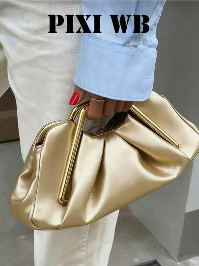 Chiếc túi xách da mềm màu vàng đồng kiểu dáng mới năm 2026 này có khóa nam châm thời trang, phù hợp cho việc đi làm hàng ngày hoặc dự tiệc. Sự kết hợp giữa thời trang và tính thực dụng khiến nó trở nên hoàn hảo cho những chuyến mua sắm và du lịch.