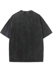 Summer Outfits For WomenMen's 230g Washed Cotton T-Shirt - Streetwear Graphic Tee With "Enemies & Pray" Back Print & Matthew 5:44 Scripture, 100% Cott - 黑色 - 查看 2