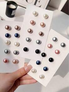 10pcs/Set Ladies' Shirt Pearl Brooch Buttons, Elegant Invisible Buttons For Blouse, Sweater, Dress (No Cardboard) - Multicolor - View 3