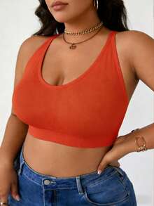 Plus Size High Support, Breathable, Seamless, Adjustable Back Clasp Sports Bra, Lift & Separate, Comfortable, Breathable, Shock-Absorbing, Yoga - Red - View 2