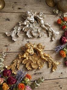 1 bức tượng thiên thần chơi nhạc cụ kiểu châu Âu cổ điển, trang trí treo tường, chất liệu nhựa resin mạ vàng/bạc, thích hợp trang trí tường nhà, khách sạn, đám cưới, tiệc tùng và làm đạo cụ chụp ảnh. - Nhiều màu - Xem 4