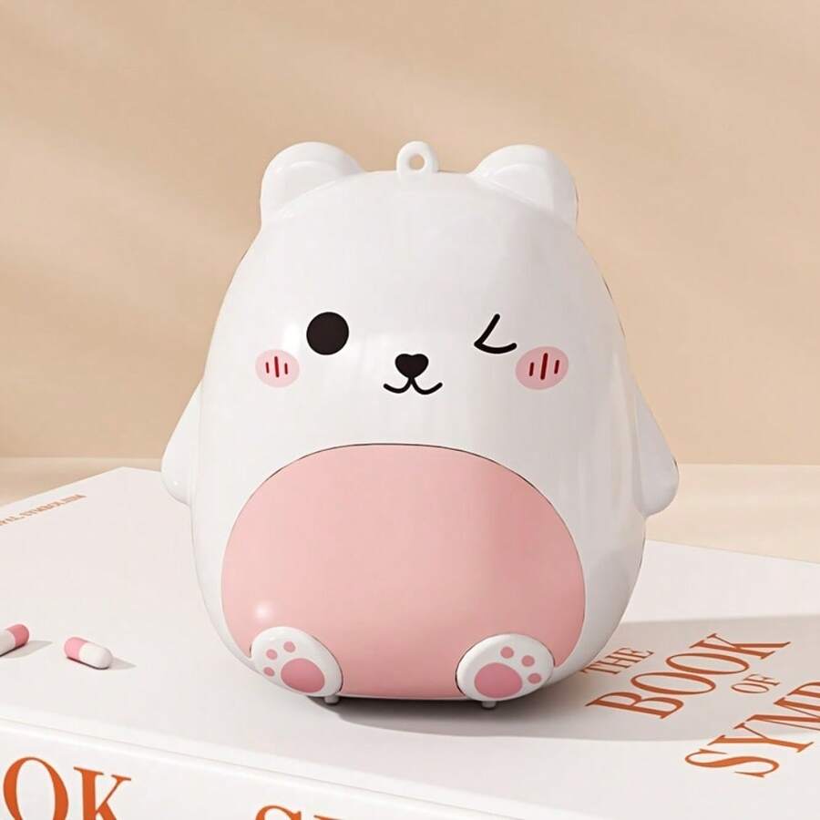 Hộp đựng thuốc hình gấu di động, hộp thuốc kín đáo thiết kế hình gấu dễ thương, dung tích lớn, đựng thuốc hàng ngày, vật dụng cần thiết cho gia đình và du lịch.