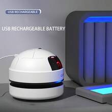 RAF 1 pieza Mini aspiradora de escritorio, portátil y recargable por USB, con diseño de robot lindo, herramienta de limpieza de escritorio silenciosa para recoger pequeños artículos, migas, trozos de goma de borrar, regalo ideal para vuelta al cole, Halloween, Navidad, cumpleaños - Mango corto de mano - Ver 7