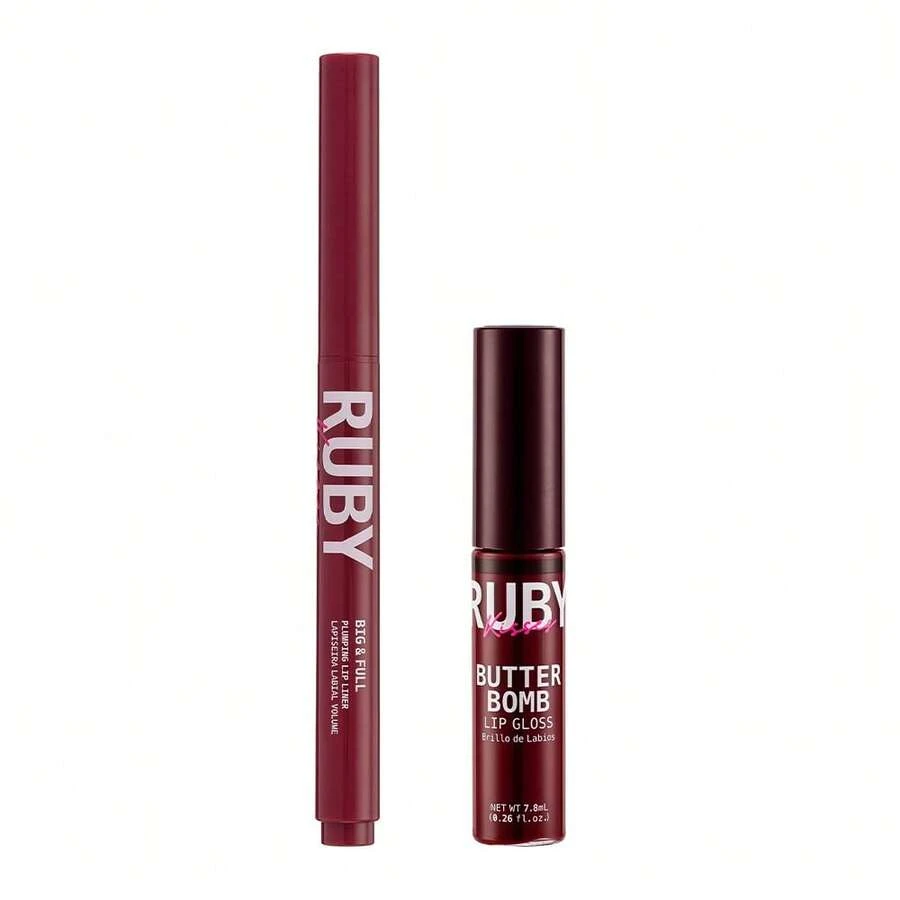 Butter Bomb Gloss  + Lapiseira Labial Volume Big & Full Red Wine - Ruby Kisses - Multicolorido - Visão 1