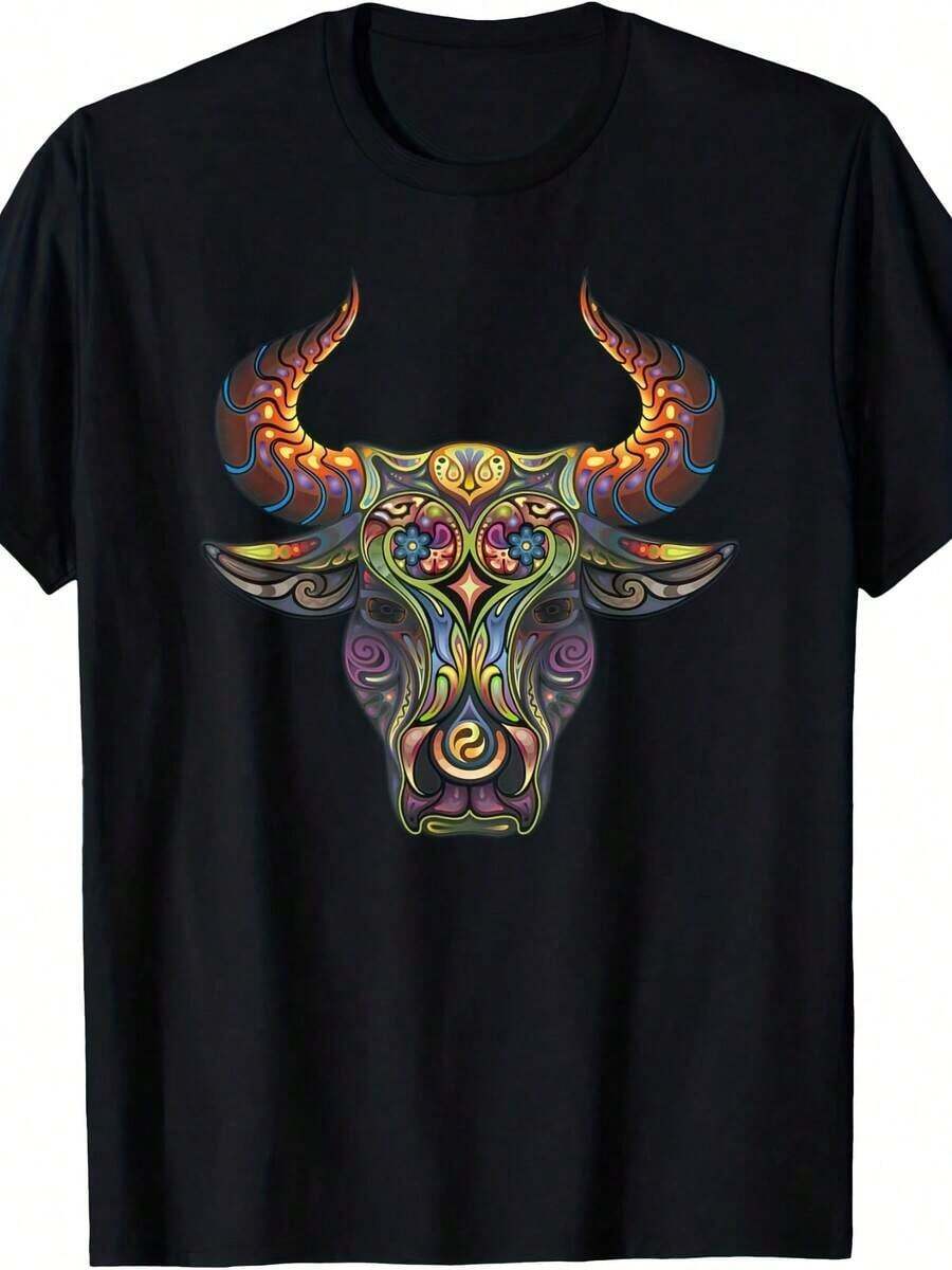 Camiseta con el Signo del Horóscopo Zodíaco Tauro - Negro - Ver 1