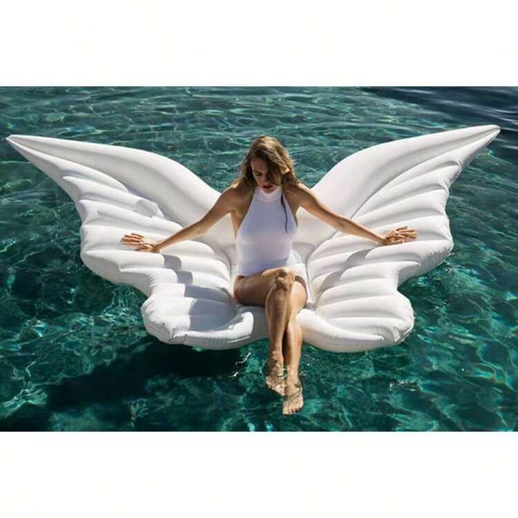 超大天使翅膀充气漂浮床，网红风泳池漂浮垫，成人水上休闲躺椅，沙滩度假拍照道具，加厚PVC材质 - A - 查看 3