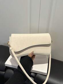Fashionable Leopard Print Asymmetrical Flap Vintage Minimalist Elegant Shoulder Bag - Beige - View 10