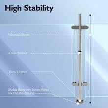 RibasuBB Stainless Steel 304 Railing Post, 110cm Or 90cm, Modern Glass/Metal Connector For Balcony, Staircase, Pool, Durable, Easy Installation - 110cm - View 3