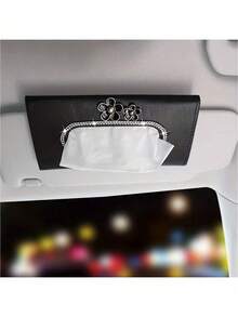Étui de visière de soleil en PU de luxe et boîte de rangement pour essuie-glaces - s'adapte à la plupart des véhicules, boîte de rangement pour tableau de bord avec design en cristal et diamant, accessoires d'intérieur de voiture (convient à la plupart des véhicules) - Taille unique - Voir 13