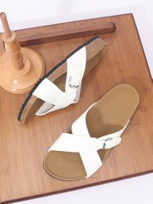 1 Pair Fashionable Oversized Slides For Teenagers - White - View 6