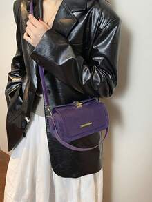 Women's Fashion Box-Shaped Crossbody Bag, Elegant Minimalist Design, Versatile & Spacious - Purple - View 6