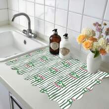 1 tấm thảm thấm hút đa năng nền xanh họa tiết hoa cúc, chất liệu polyester, thích hợp sử dụng trong nhà bếp, trang trí bàn ăn, lau khô chén đĩa, máy giặt, máy pha cà phê, bàn trang điểm phòng tắm, phụ kiện nhà bếp, đồ dùng tiệc tùng. - Mẫu hoa cánh hồng có gân xanh - Xem 15