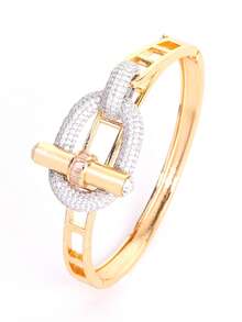 LIGHTSOME Vòng tay thời trang mới, khóa cài OT sang trọng, vòng tay đồng đính đá Zirconia cho nữ. - Nhiều màu - Xem 6