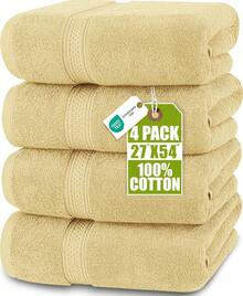 Utopia Towels 4 Pack Premium Bath Towels Set, 27 By 54 Inches, 100% Ring Spun Cotton 600GSM, Lightweight And Highly Absorbent Quick Drying Towels, Perfect For Daily Use - 米色 - 查看 4