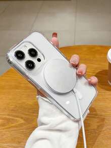 适用于苹果17/16/15/14/13/12/11英寸机型的磁吸式手机壳，兼容MagSafe，防震边框，防刮透明背板 - 無色 - 查看 3