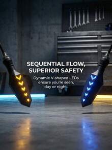 Luces indicadoras de giro LED de 12V 10mm compatibles, luces de circulación diurna con flechas blancas y ámbar que fluyen secuencialmente para motocicleta - Multicolor - Ver 8