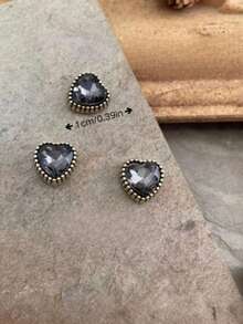 2件套奢华复古金属美甲装饰品，复古金色调，心形珍珠美甲宝石，美甲用品，Y2K风格，DIY美甲装饰组件，适合家庭和美甲沙龙使用 - 彩色 - 查看 4