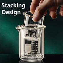 1pc High Borosilicate Glass Thick Graduated Beaker, Transparent Heat-Resistant Multipurpose Measuring Cup, Chemistry Lab Glassware, Heat-Resistant Kitchen Tool, Multifunctional Beaker - Transparent - View 3