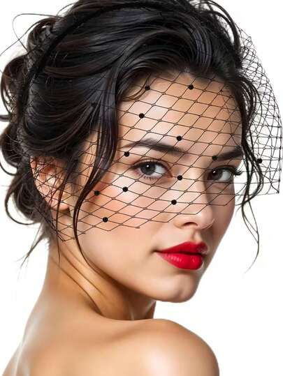 Băng đô và phụ kiện đội đầu bằng lưới màu đen dành cho nữ thập niên 1920 - Phụ kiện cổ điển thời kỳ "Những năm 1920 sôi động" cho cô dâu, đám cưới, tiệc trà, phù hợp với trang phục theo chủ đề, sự kiện lịch sử và sử dụng hàng ngày.