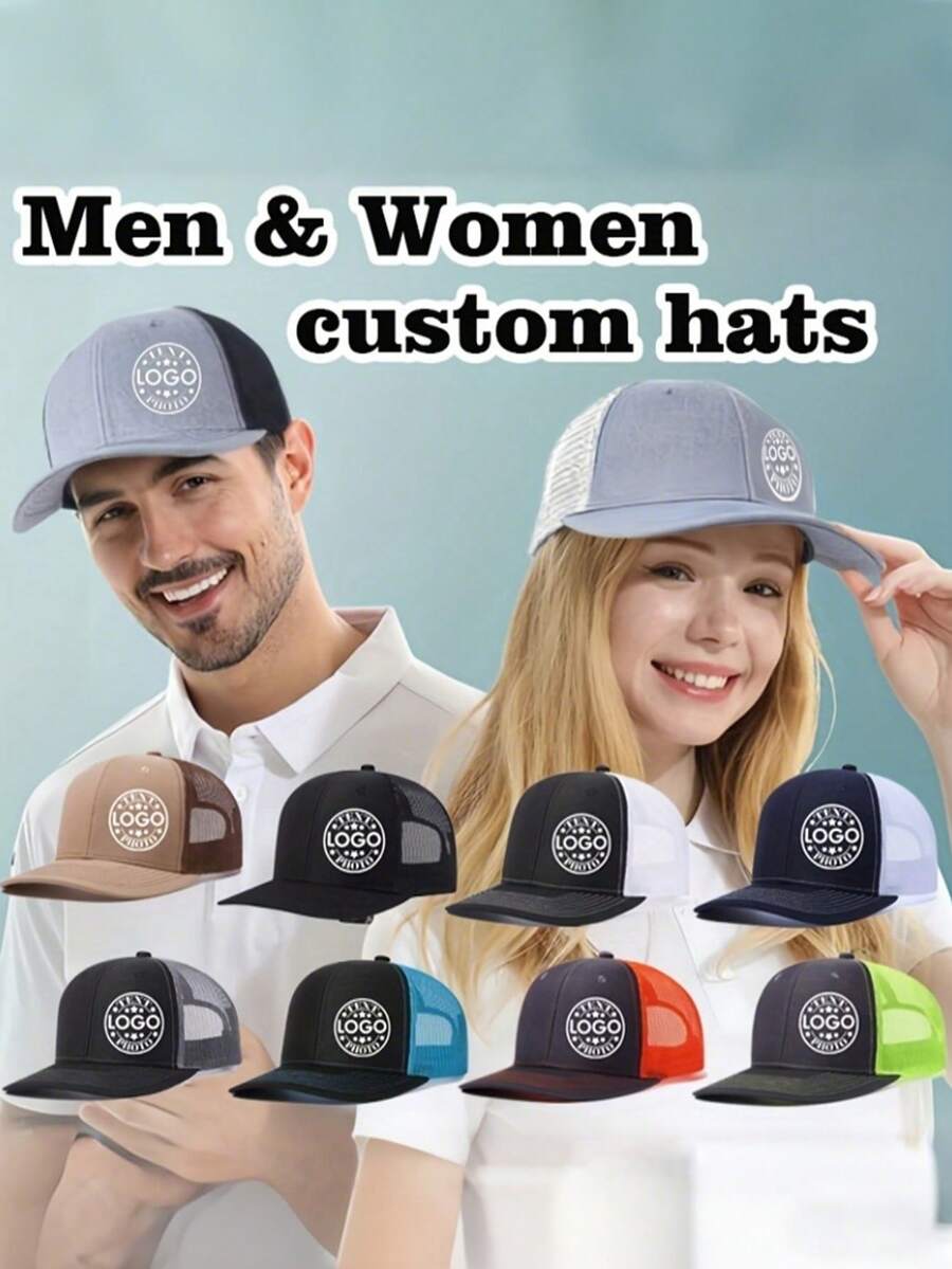 Customizable Baseball Cap (Text/Pattern) - Unisex, Adjustable Size, Multiple Colors. Designed With English Letters, Suitable For Men And Women. These Sun Hats Can Be Directly Printed With Any Pattern.
