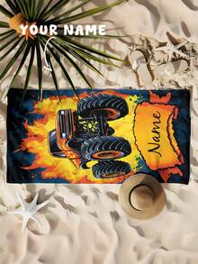 1pc, Racing Car Pattern, Customized Bath Towel Beach Towel, Children's Bath Towel, Bathroom Towel, Beach Towel, Beach Essential, Swimming Pool, Personalized Beach Towel, Pool Towel, Bath Towel, Vacation Gift, Beach Towel. - Multicolor - View 9