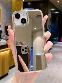 Silver Mirror Phone Case For IPhone 17promax/17pro/17air/17/16promax/16/16pro/16plus/ 15/15promax/15pro/15plus/11/12/13/14promax/Xs/Xr/11promax/12pro/12promax/13pro/13promax/7plus/14pro/14promax/14plus Hard Protective Cover Simple Creative - Silver - View 2