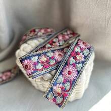 1/5碼紗染刺繡蕾絲附縫製亮片，適用於衣領、包包、裝飾、托特包、鑰匙圈、娃娃衣服、家居裝飾、DIY及初學者縫製 - 多色 - 查看 13