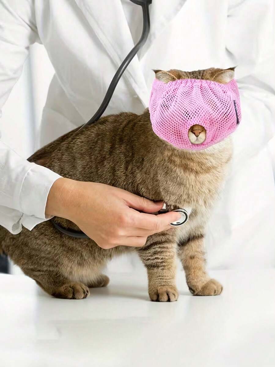 透气防咬猫面罩，透气防咬猫嘴套，防咬、防舔、防吠叫，可调节多功能猫面罩