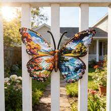 1pc, Large 14.96 Inch Iron Butterfly Wall Decor, Handmade Iron Butterfly Craft Suitable For Outdoor Wall, Garden, Yard, Garage Door, Fence, Balcony, Patio And Park Decoration, No Electricity Required And Reusable, Perfect Gift For Butterfly Lovers - A - View 8