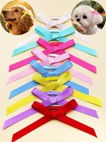 4 piezas Clips de cinta de satén, diademas con moño para mascotas, adecuado para el arreglo y decoración de mascotas pequeñas y medianas de pelo largo como gatos, perros, conejos, elegante y delicado, fácil de quitar - Multicolor - Ver 9