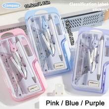 8pcs/Set Minimalist Transparent Compass & Ruler Set, Precise Drawing Tools Designed For Students, Suitable For School Math & Geometry Homework - Sets - View 1