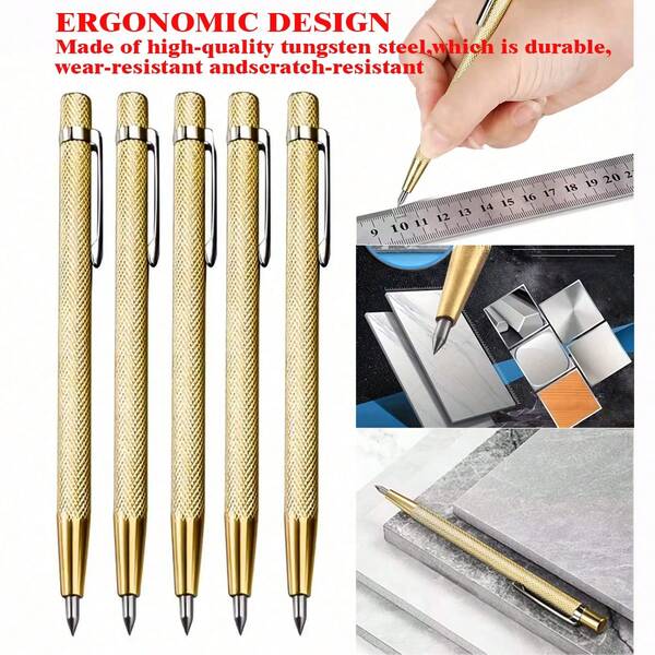 1/2 Pcs High Hardness Tungsten Carbide Diamond Tip Marking Pen, Tile Cutting Scriber, Cutting Iron Aluminum Marble Steel Plate Marker, Suitable For Precision Metalworking, Woodworking Tools On Glass, Ceramic, Metal, Wood