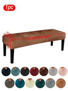 1pc Solid Color Elastic Silver Fox Plush Bench Cover, Washable And Removable Stretch Bench Slipcover, Suitable For Home, Office And Hotel - Protect Your Seat From Spills And Stains - Multicolor - View 12