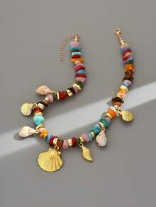 1 pièce Collier bohème de faux coquillage perlé pour femmes (accessoires aléatoires) - Multicolore - Voir 4