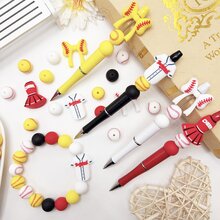 25/32/54 piezas Juego de cuentas de silicona con diseño de béisbol, cuentas sueltas con forma de jersey, guante y lazo de béisbol, para hacer llaveros, collares, pulseras, decoración, bolígrafos y colgantes, regalo de cumpleaños y festividades - Serie de béisbol - Ver 6