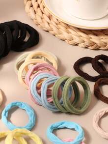 40 chiếc/gói Dây buộc tóc co giãn nhiều màu, Dây buộc tóc scrunchie đa năng cho nữ, Phụ kiện du lịch Morandi - Nhiều màu - Xem 5