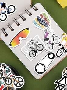 60pcs Inspirational Cartoon Bicycle Stickers: Eye-Catching, Creative Designs Perfect For Guitars, Skateboards, Parties, Suitcases, Desktops, And Holiday Gift Decorations - Multicolor - View 2