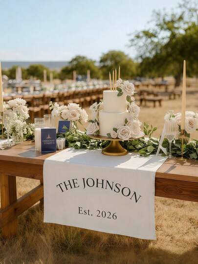 Personalized Wedding Table Runner, Custom Linen Wedding Banner, Bride & Groom Table Decor, Wedding Ceremony Gift